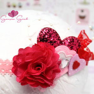 Valentine Heart Flower Sparkle Glitter Headband